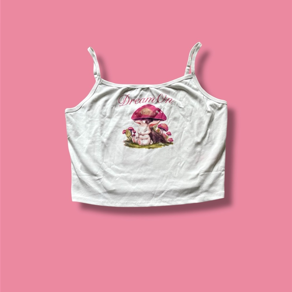 DollsKill | NWT’s Sugar Thrills Y2K Graphic Coquette Mushroom Bunny Plus Tank